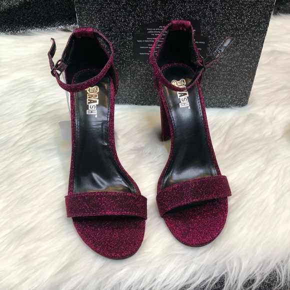 Raspberry glitter open toe heels - Picture 2 of 4